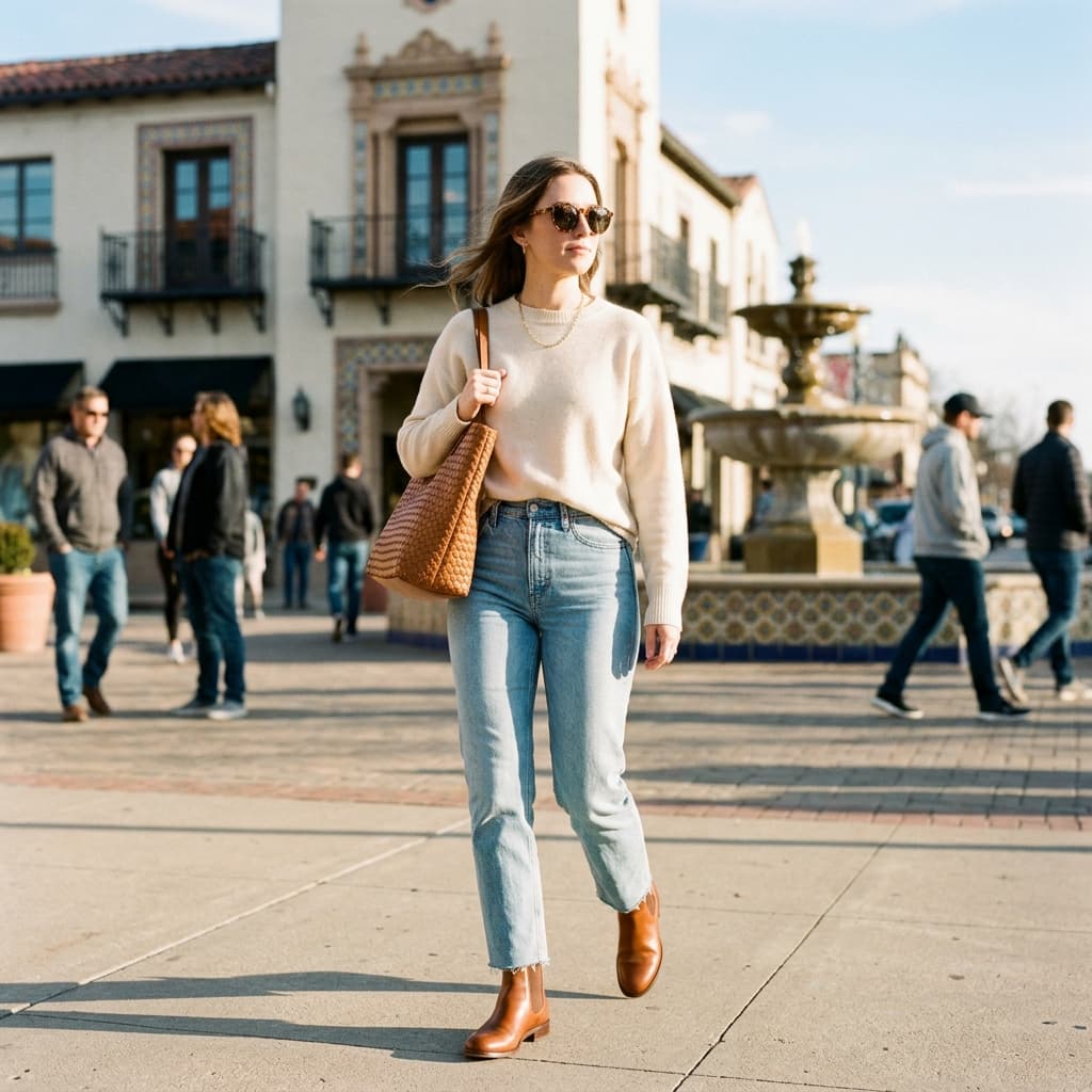 Cream and Cashmere – Women's Casual Outfit for Cool & Sunny in Kansas City (#OBBP)