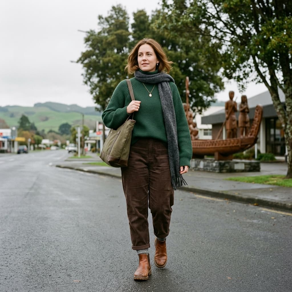 A Comfy but Nice Casual Outfit for an Overcast Chilly Day in July 2026 in South Waikato District, Waikato