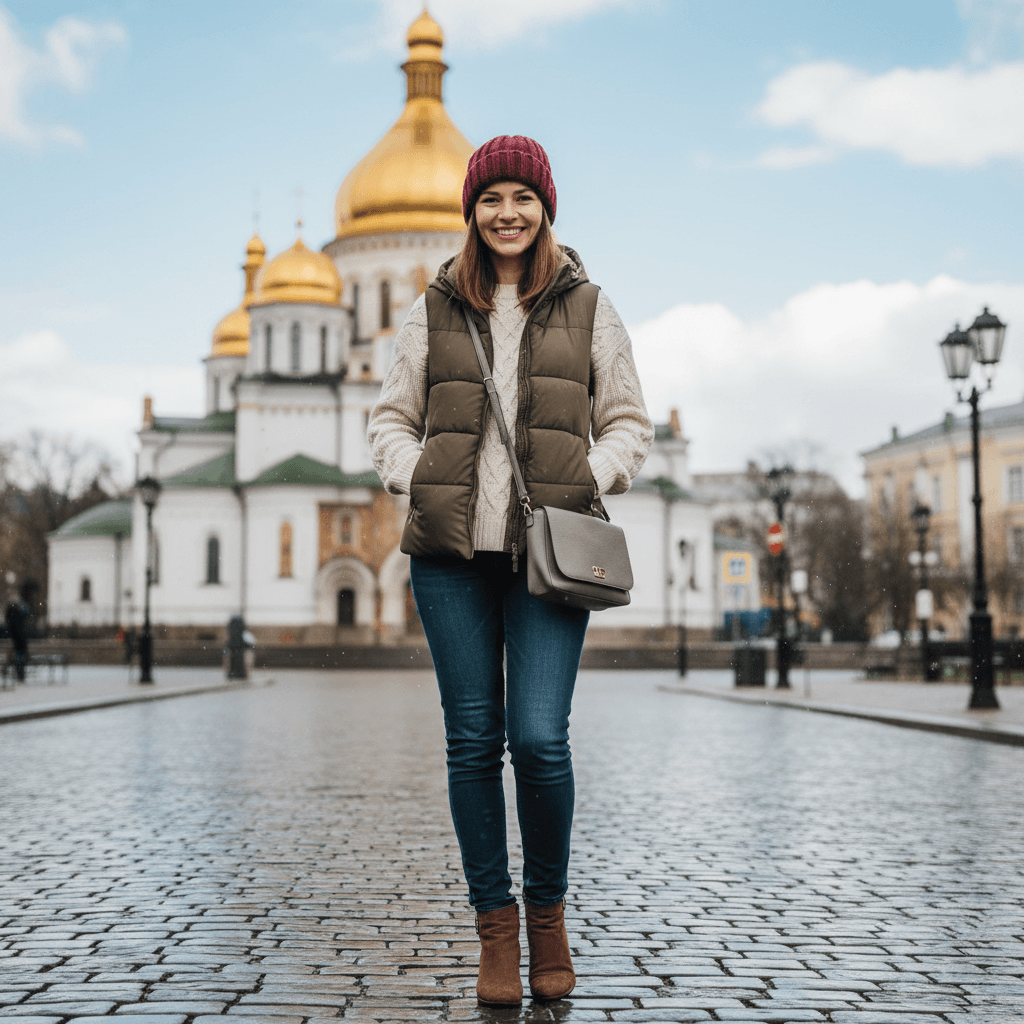 A Casual Outfit for a Partly Cloudy Cold Day in March 2026 in Київ