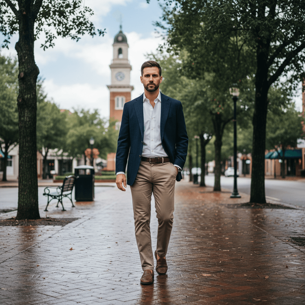 A Smart Casual Outfit for a Partly Cloudy Cool Day in March 2026 in Marietta, Ga