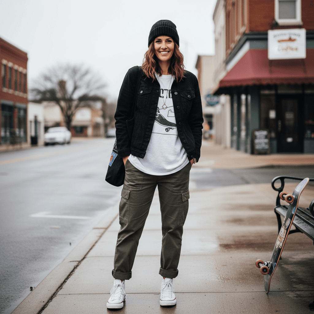 A Skater Smart Casual Outfit for an Overcast Cool Day in March 2026 in Mc Minnville, Tennessee