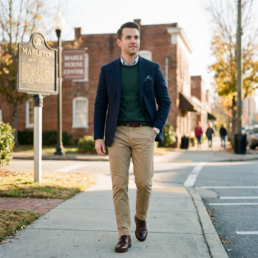 A Business Casual Outfit for a Sunny Freezing Day in March 2026 in Mableton, Georgia