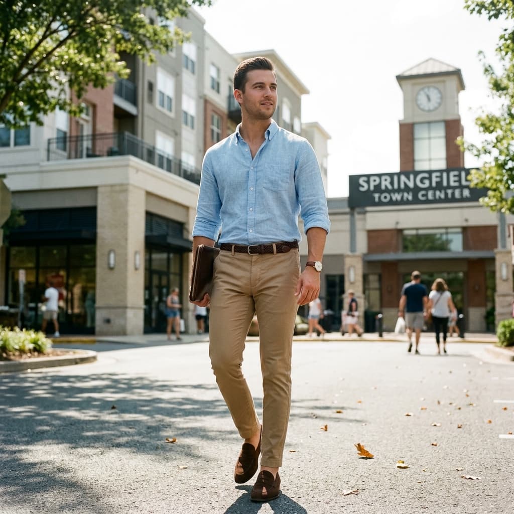 A Business Casual Outfit for a Sunny Hot Day in June 2026 in Springfield, Virginia