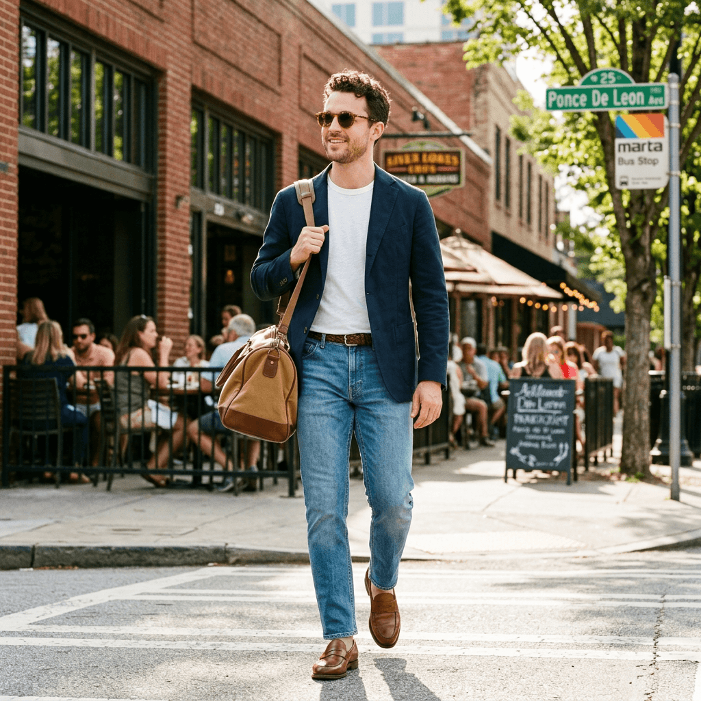A Smart Casual Outfit for a Sunny Warm Day in March 2026 in Atlanta, Georgia