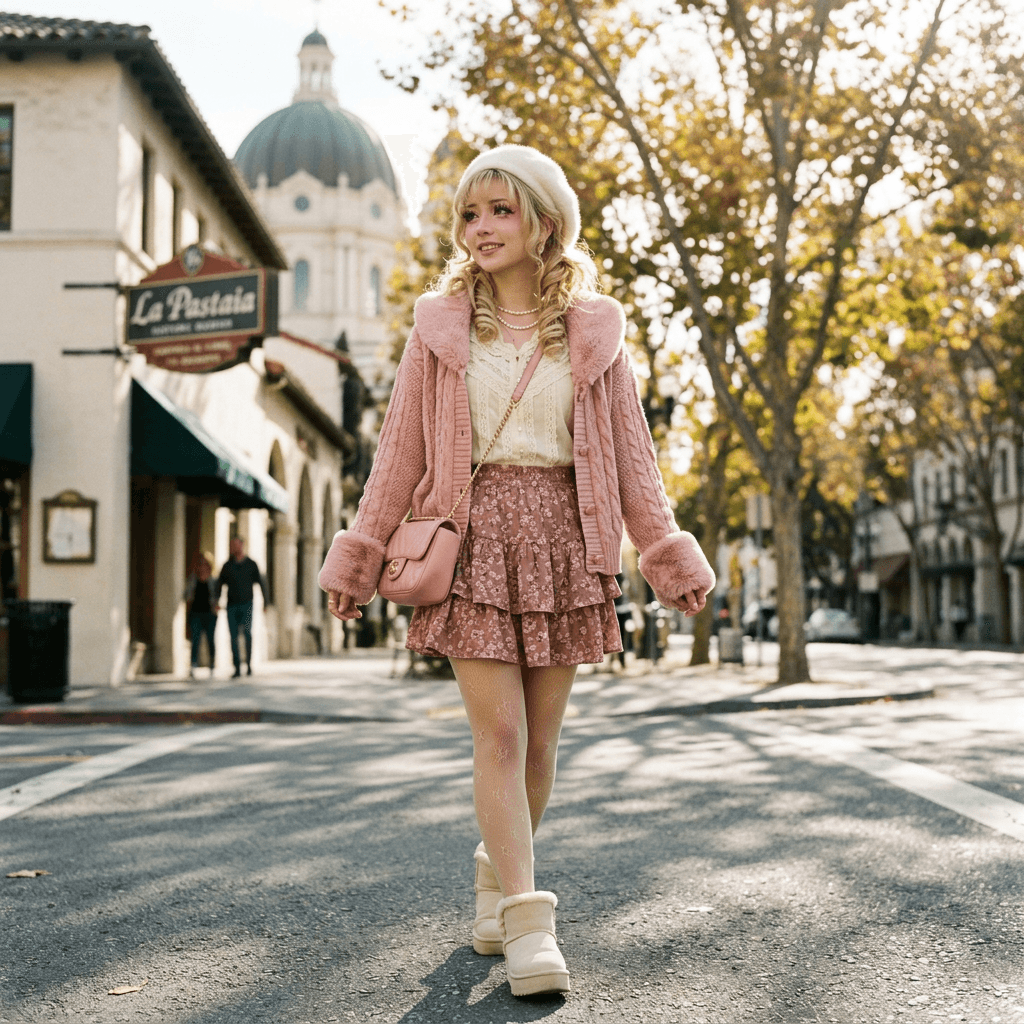 A Vintage Himekaji Gyaru Casual Outfit for a Sunny Cool Day in March 2026 in San Jose, California