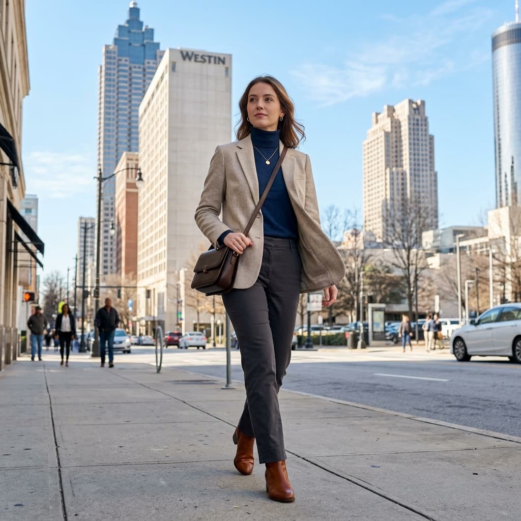 A Smart Casual Outfit for a Sunny Chilly Day in Atlanta, Georgia