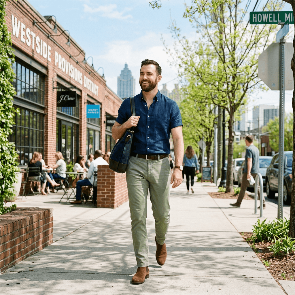 A Work Casual Casual Outfit for a Sunny Warm Day in March 2026 in Atlanta, Georgia
