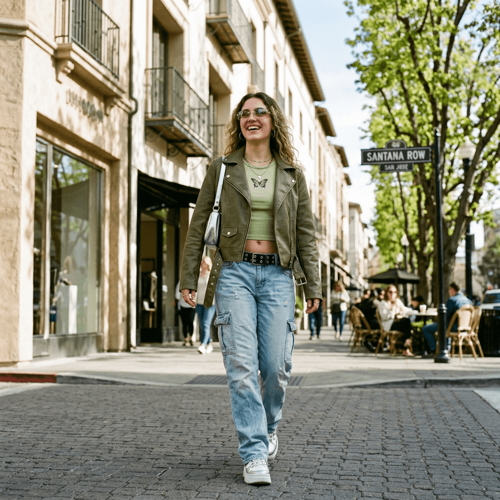 A Y2k Casual Outfit for a Sunny Cool Day in March 2026 in San Jose, California